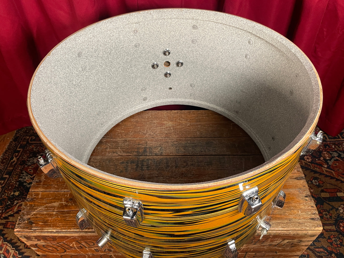 1970s Ludwig Standard 14x22 Bass Drum Shell Lemon Strata Classic Lugs #2