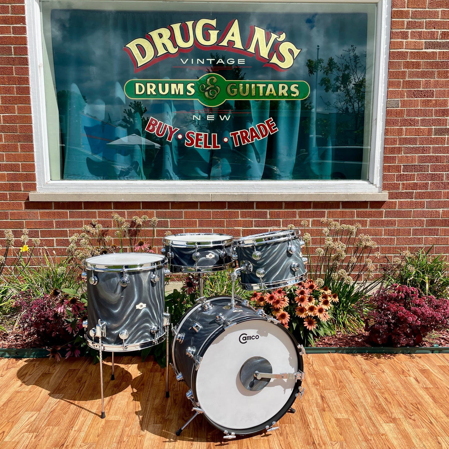 1960s Camco Aristocrat Bop Drum Set Charcoal Moire 18/12/14 w/ 5x14 Snare