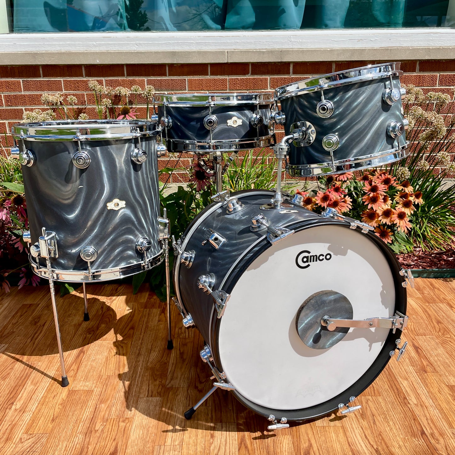 1960s Camco Aristocrat Bop Drum Set Charcoal Moire 18/12/14 w/ 5x14 Snare