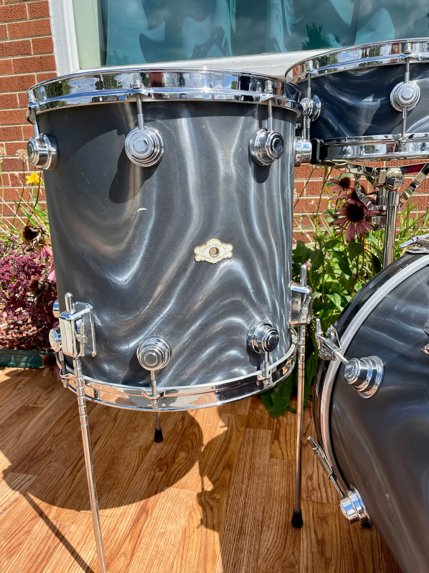 1960s Camco Aristocrat Bop Drum Set Charcoal Moire 18/12/14 w/ 5x14 Snare