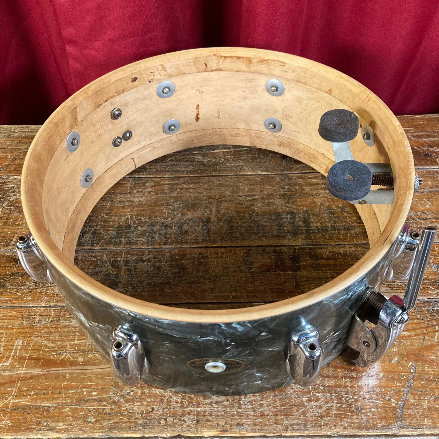 1956-1959 Slingerland 5.5x14 No. 153 Super Gene Krupa Solid Shell Radio King Snare Drum Black Diamond Pearl