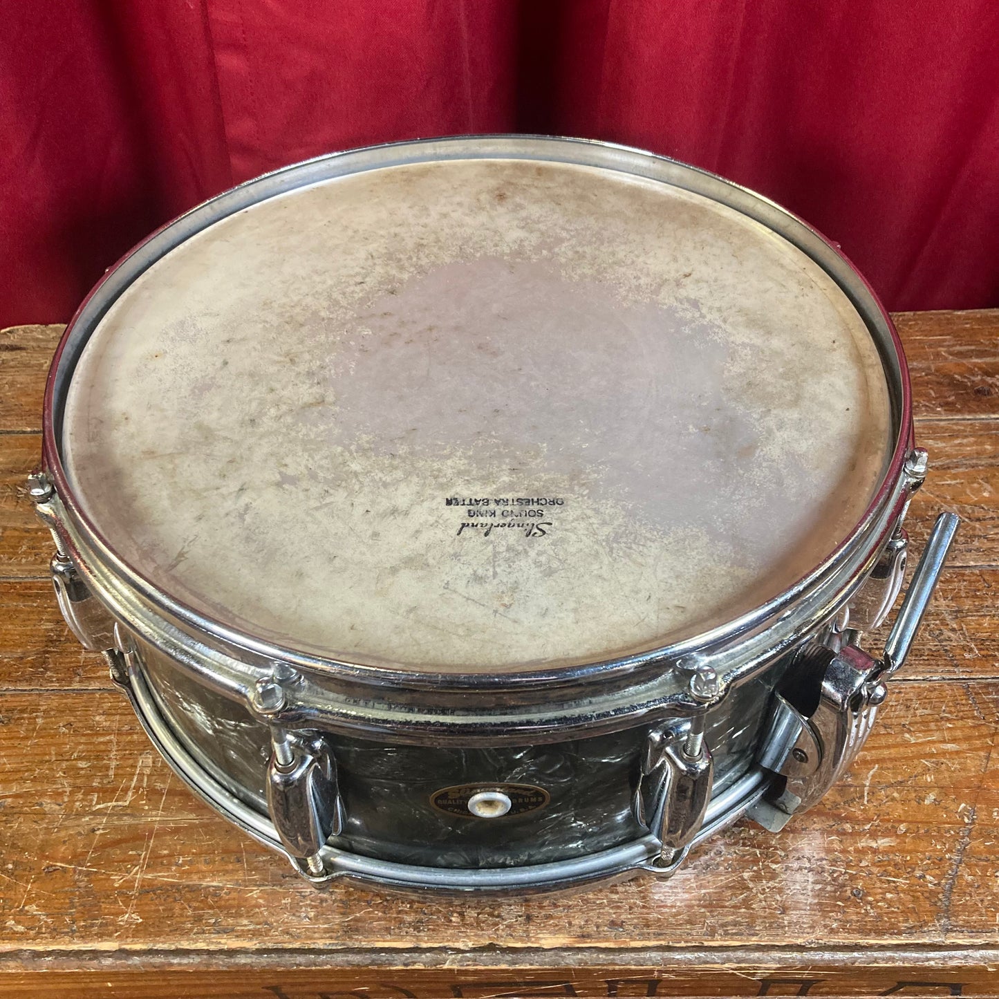 1956-1959 Slingerland 5.5x14 No. 153 Super Gene Krupa Solid Shell Radio King Snare Drum Black Diamond Pearl