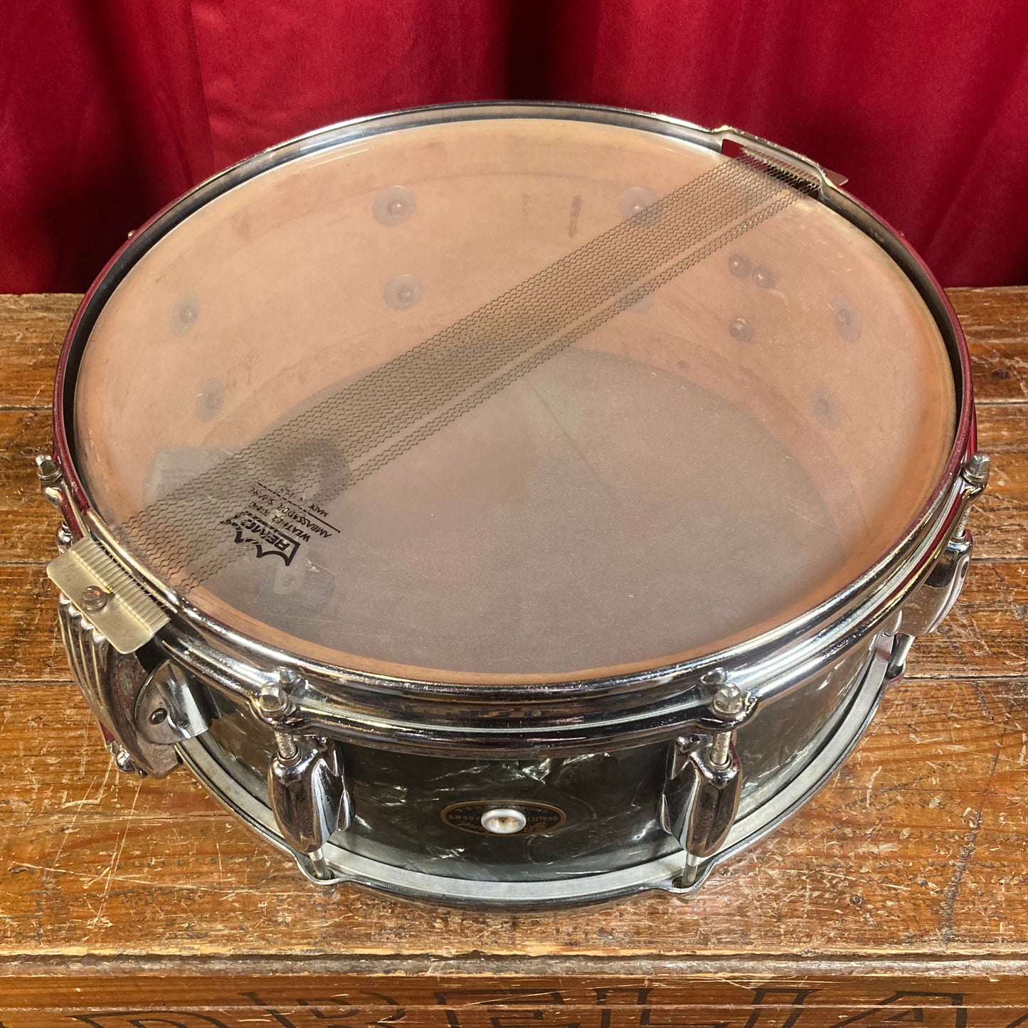1956-1959 Slingerland 5.5x14 No. 153 Super Gene Krupa Solid Shell Radio King Snare Drum Black Diamond Pearl