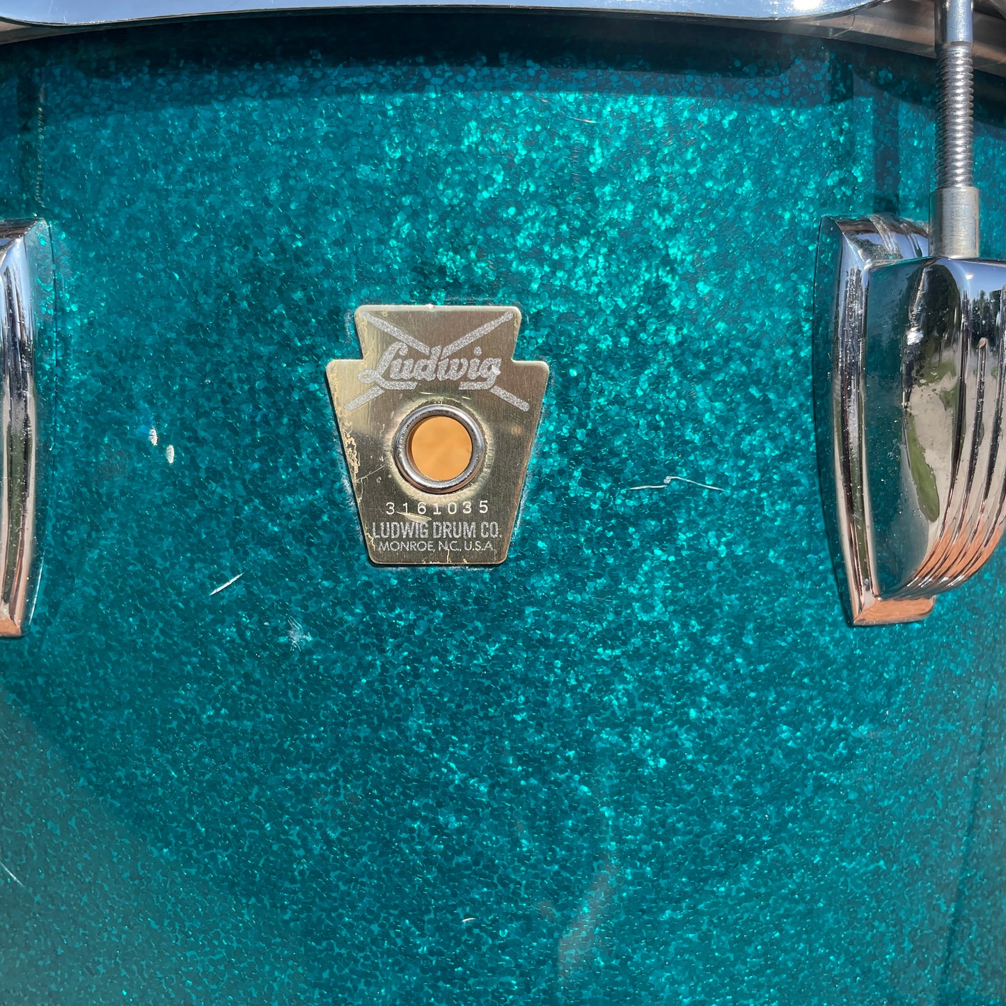1980s-1990s Ludwig Classic Maple 6-Ply 12x15 Tom / Tenor Drum Blue Sparkle