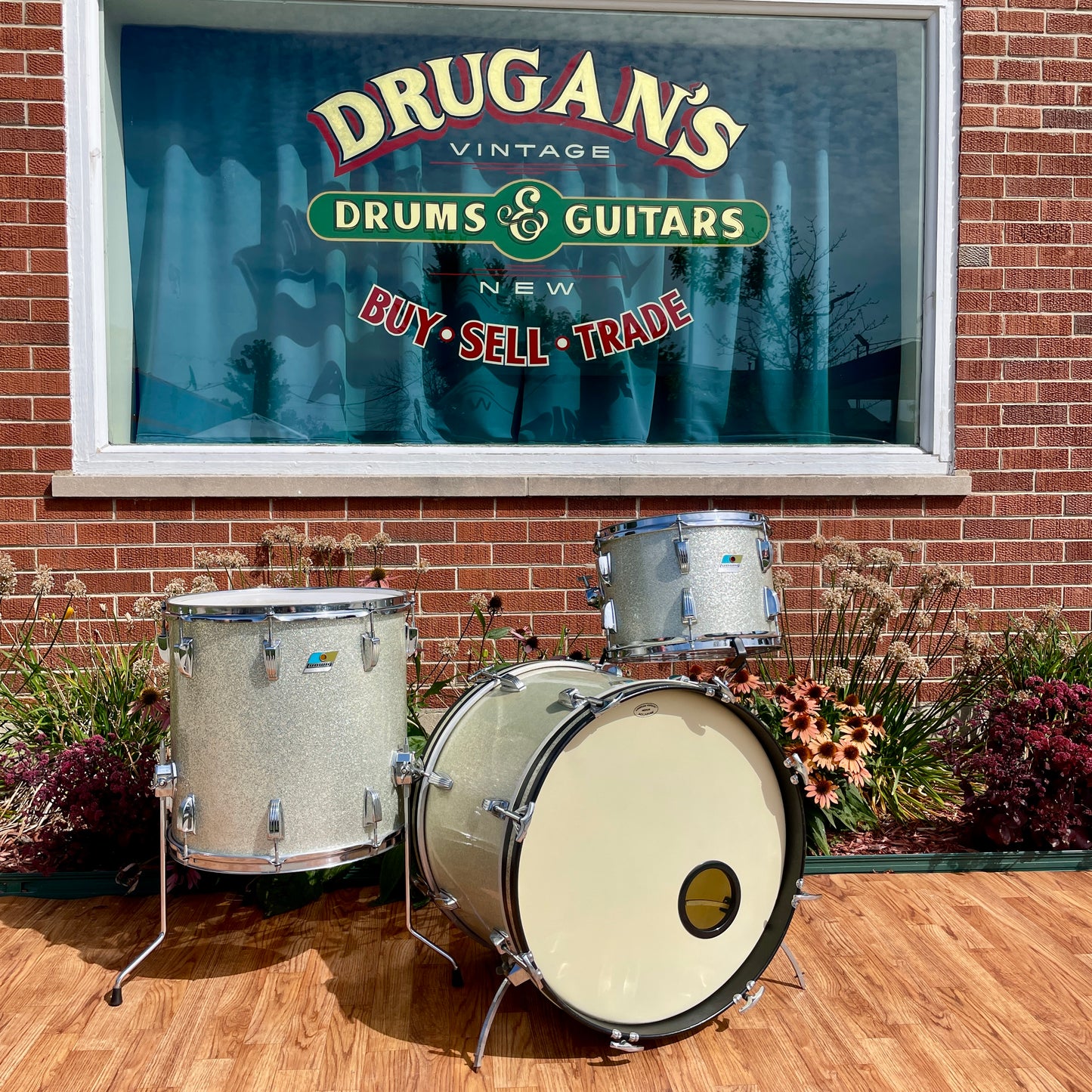 1970s Ludwig 3-Ply Drum Set Silver Sparkle 20/13/16