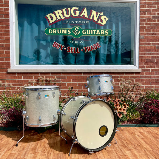 1970s Ludwig 3-Ply Drum Set Silver Sparkle 20/13/16