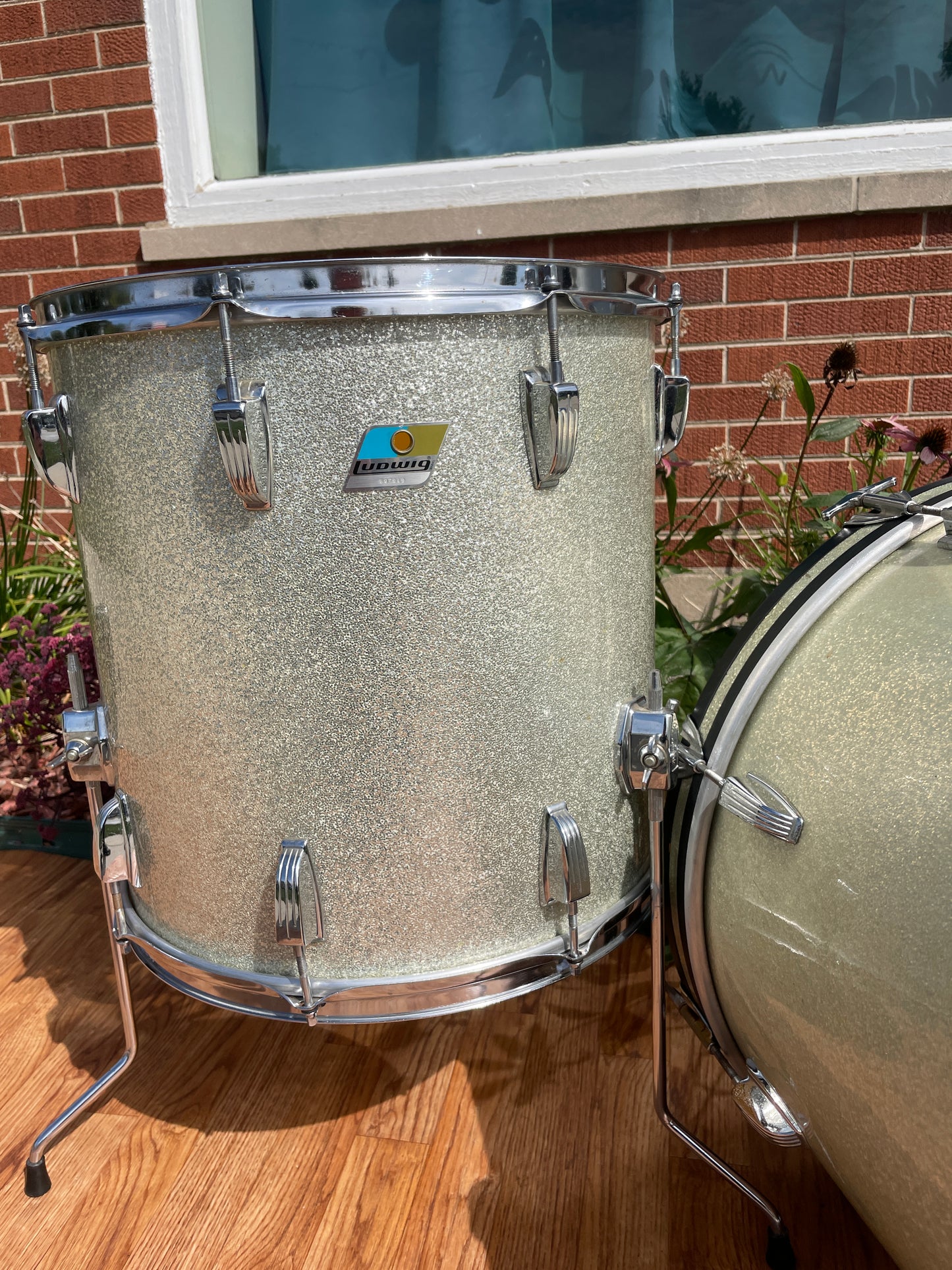 1970s Ludwig 3-Ply Drum Set Silver Sparkle 20/13/16