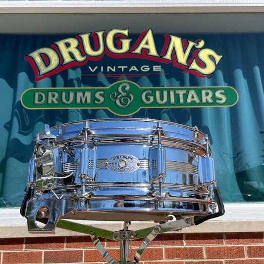 1960s Rogers 5x14 Dynasonic 5-Line Snare Drum Chrome Over Brass Dyna-Sonic COB