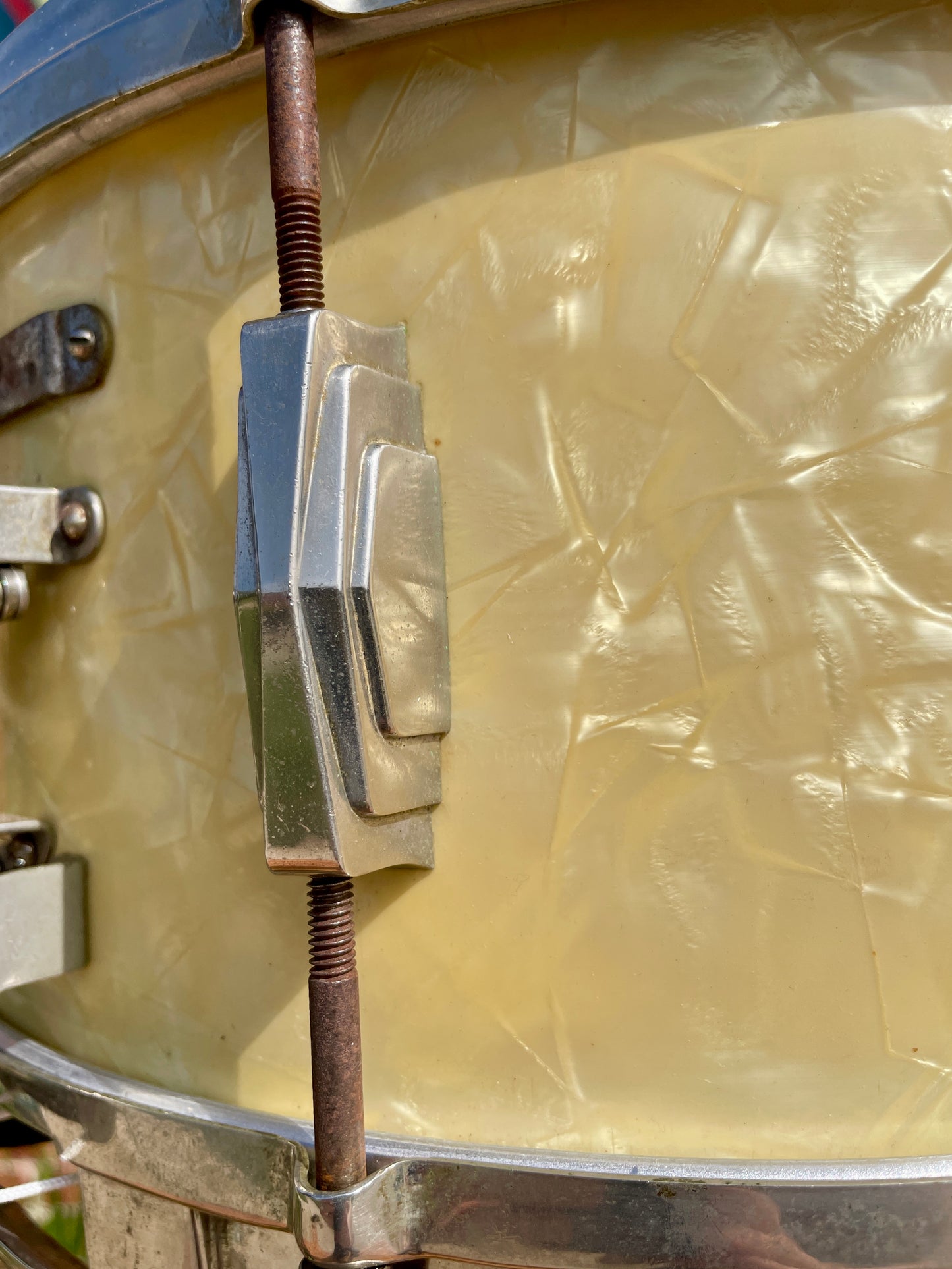 1947 Ludwig & Ludwig 6.5x14 Standard No. 35 Snare Drum White Marine Pearl Elkhart