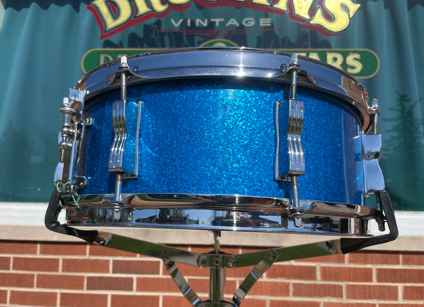 1965 Ludwig 5x14 No. 908P Jazz Festival Snare Drum Blue Sparkle COB