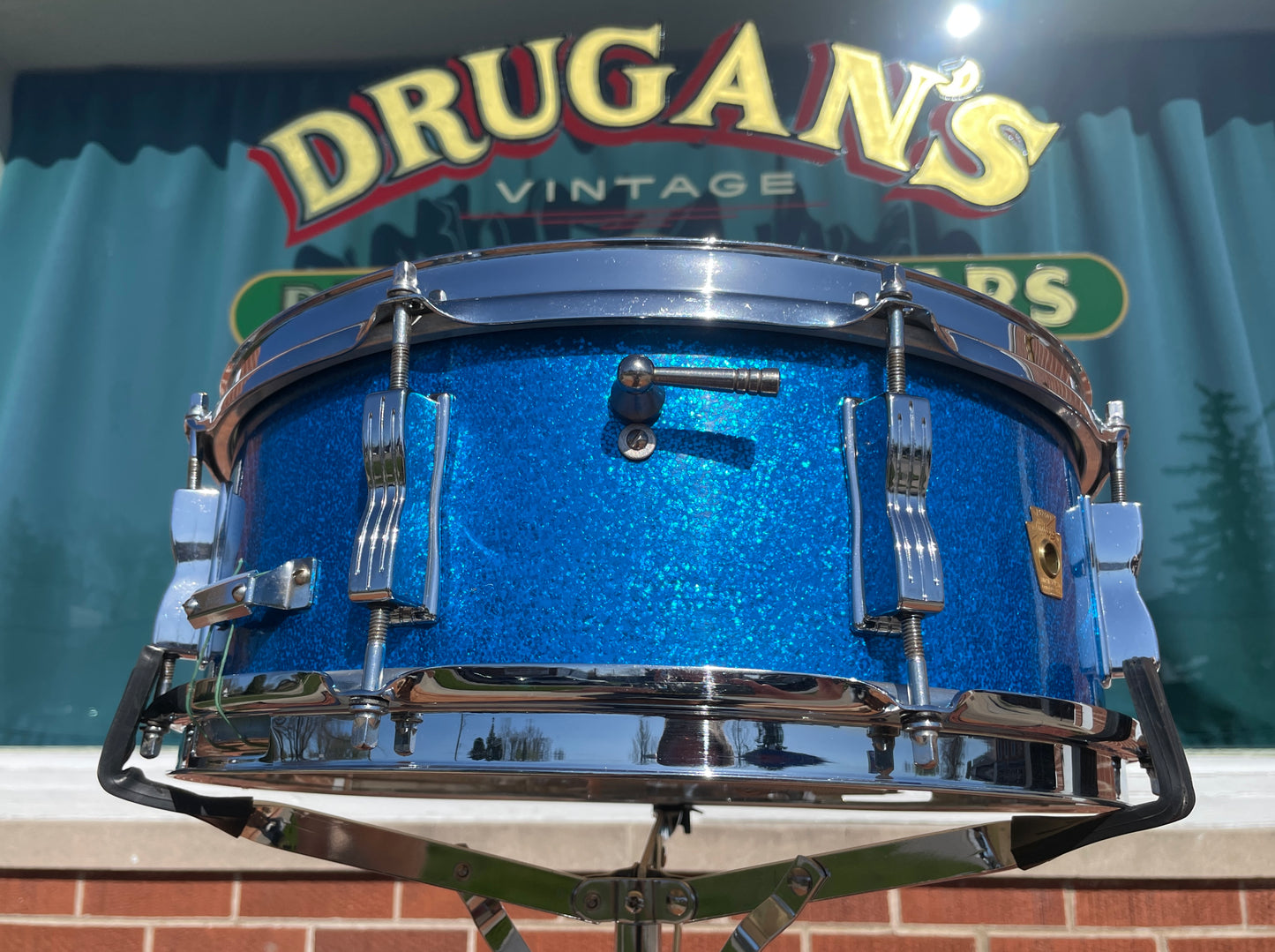 1965 Ludwig 5x14 No. 908P Jazz Festival Snare Drum Blue Sparkle COB