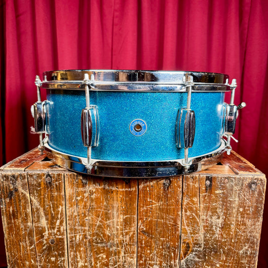 1960s Zim-Gar 5.5x14 Snare Drum Blue Sparkle MIJ Japan