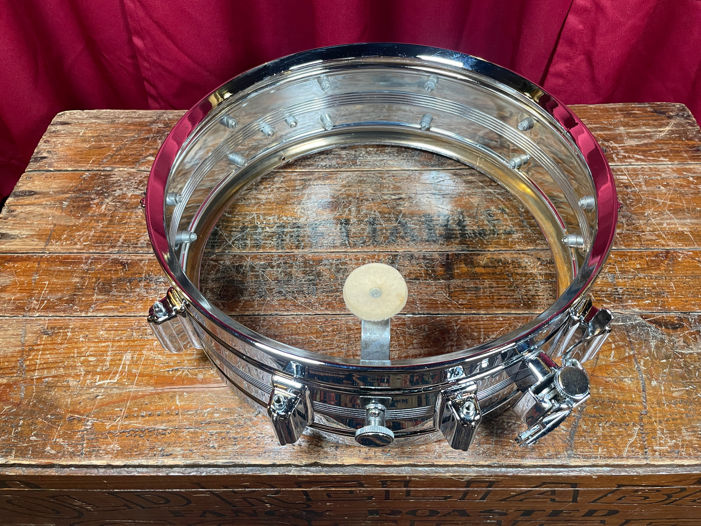 1960s Rogers 5x14 Dyna-Sonic 5-Line Snare Drum Chrome Over Brass Dynasonic COB