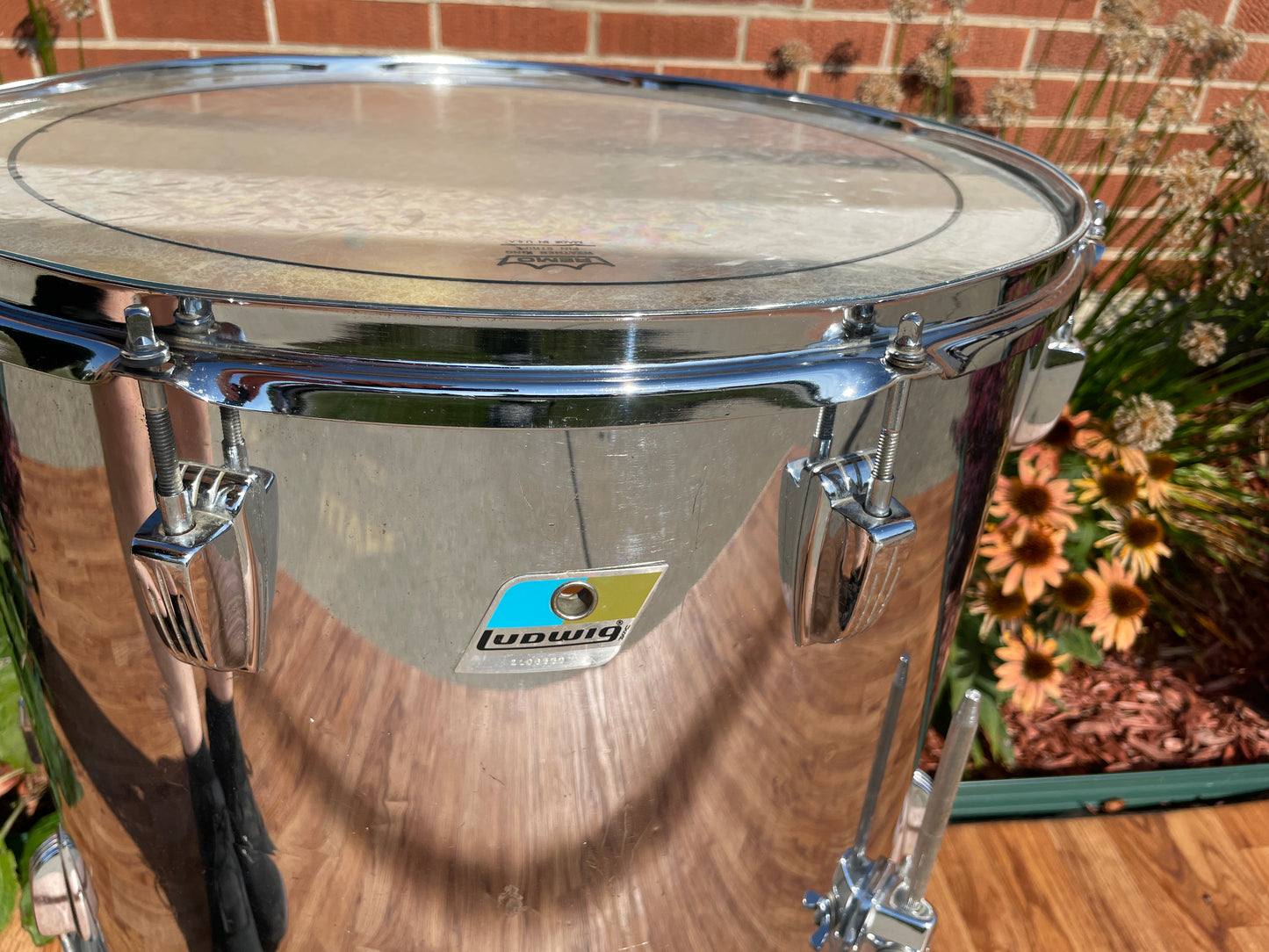 1970s Ludwig 16x18 6-Ply Floor Tom Drum Chrome Over Wood COW