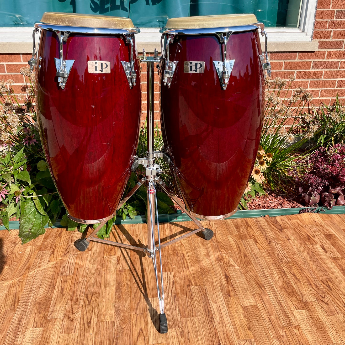 2000s LP Classic Model Wood Quinto & Conga Set w/ Stand & Bags Latin Percussion