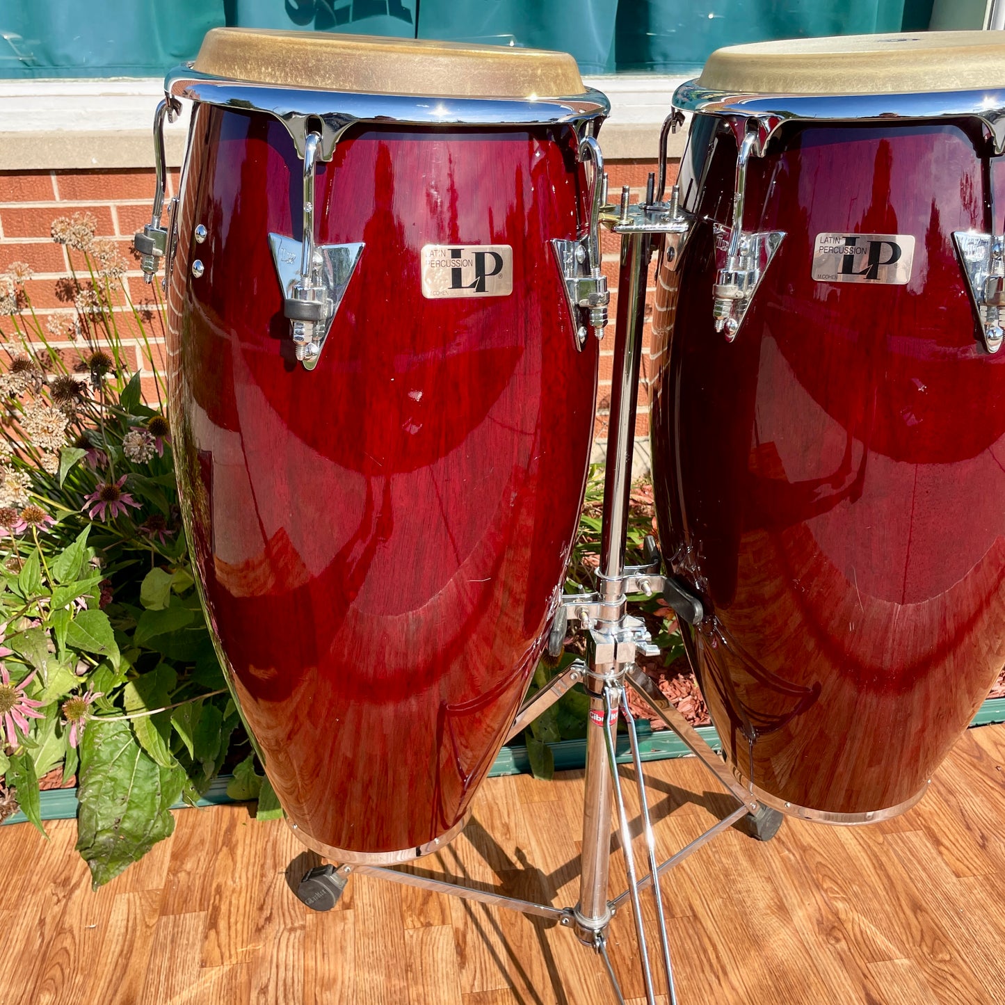 2000s LP Classic Model Wood Quinto & Conga Set w/ Stand & Bags Latin Percussion