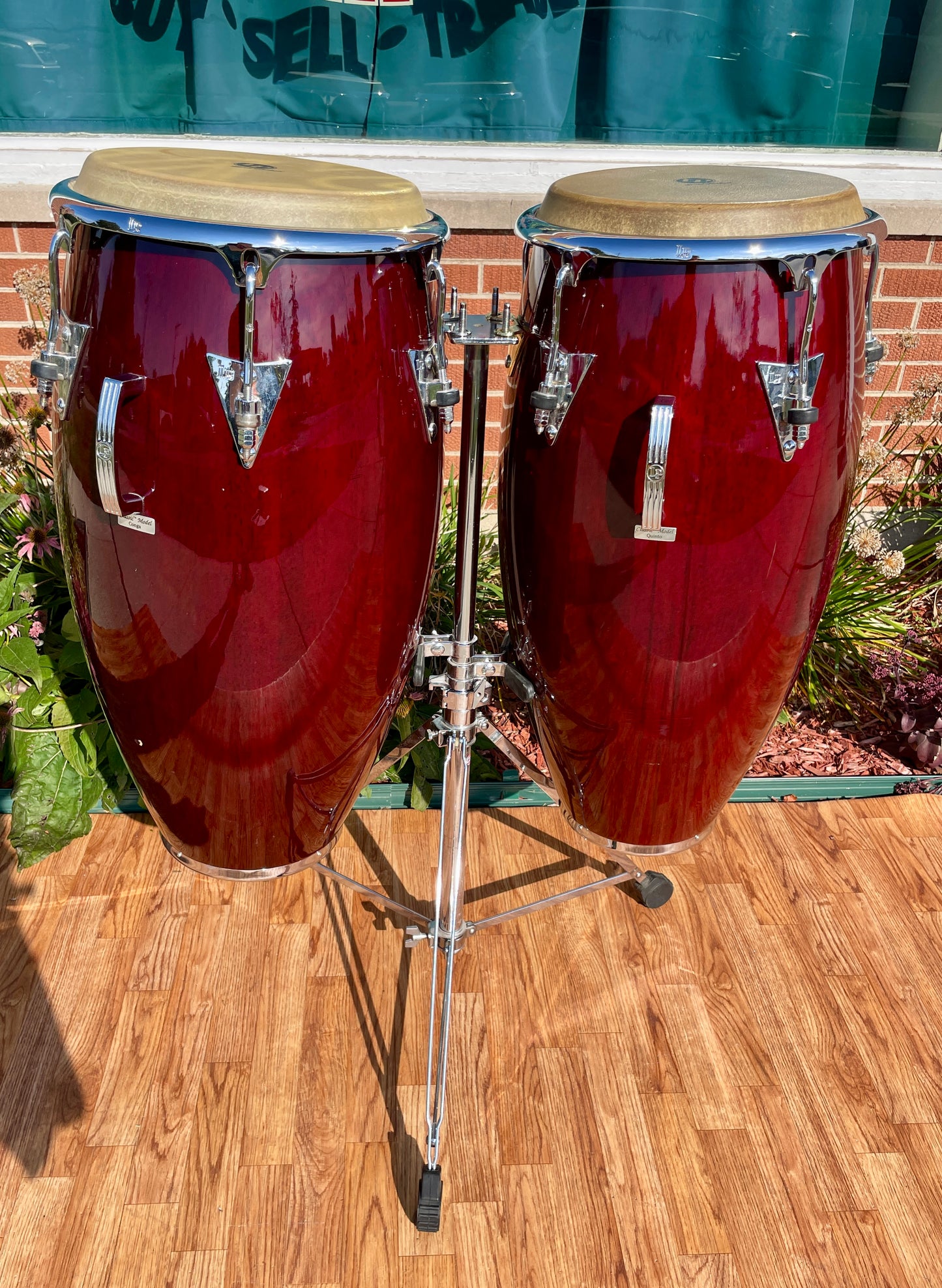 2000s LP Classic Model Wood Quinto & Conga Set w/ Stand & Bags Latin Percussion