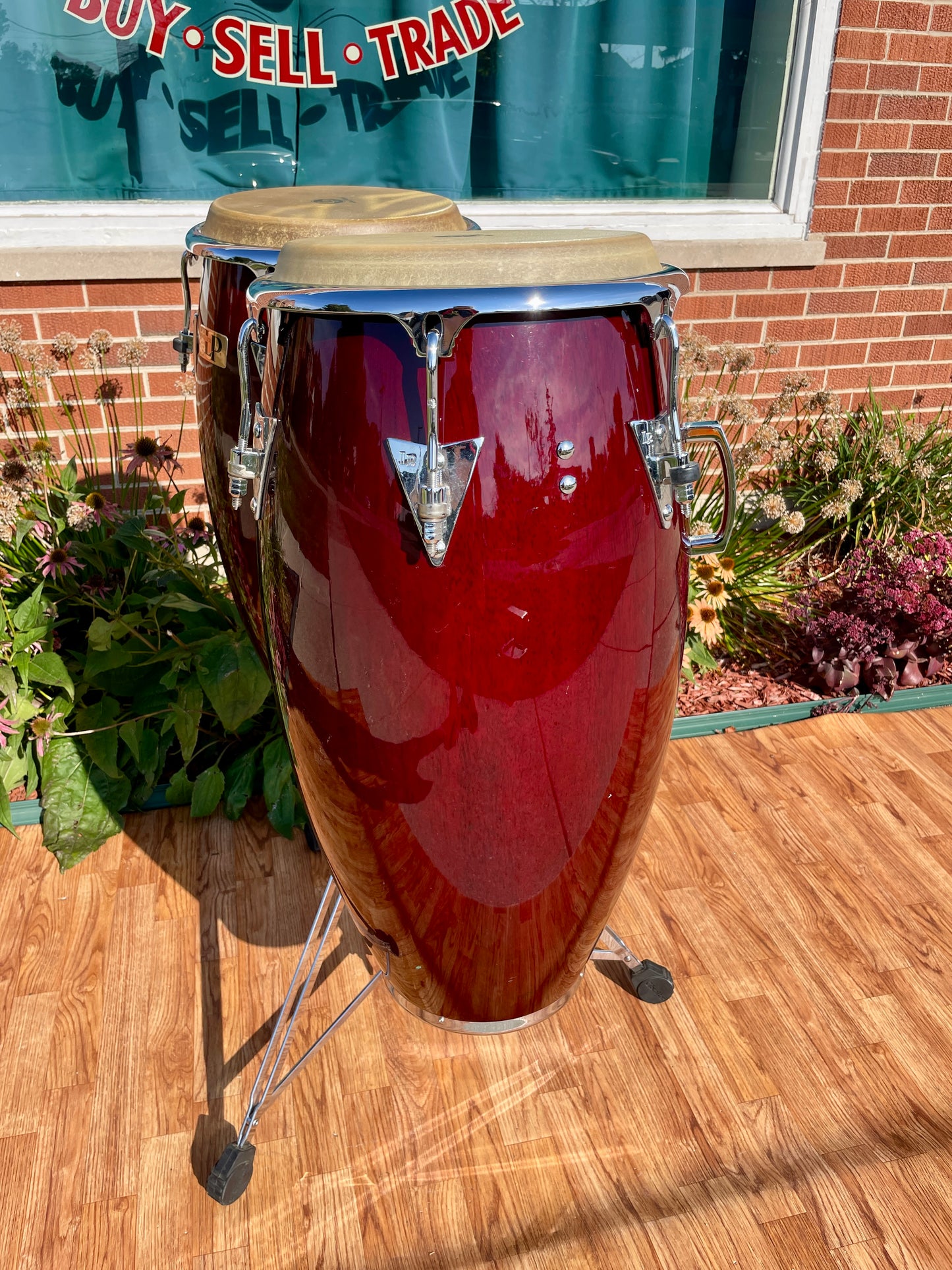 2000s LP Classic Model Wood Quinto & Conga Set w/ Stand & Bags Latin Percussion