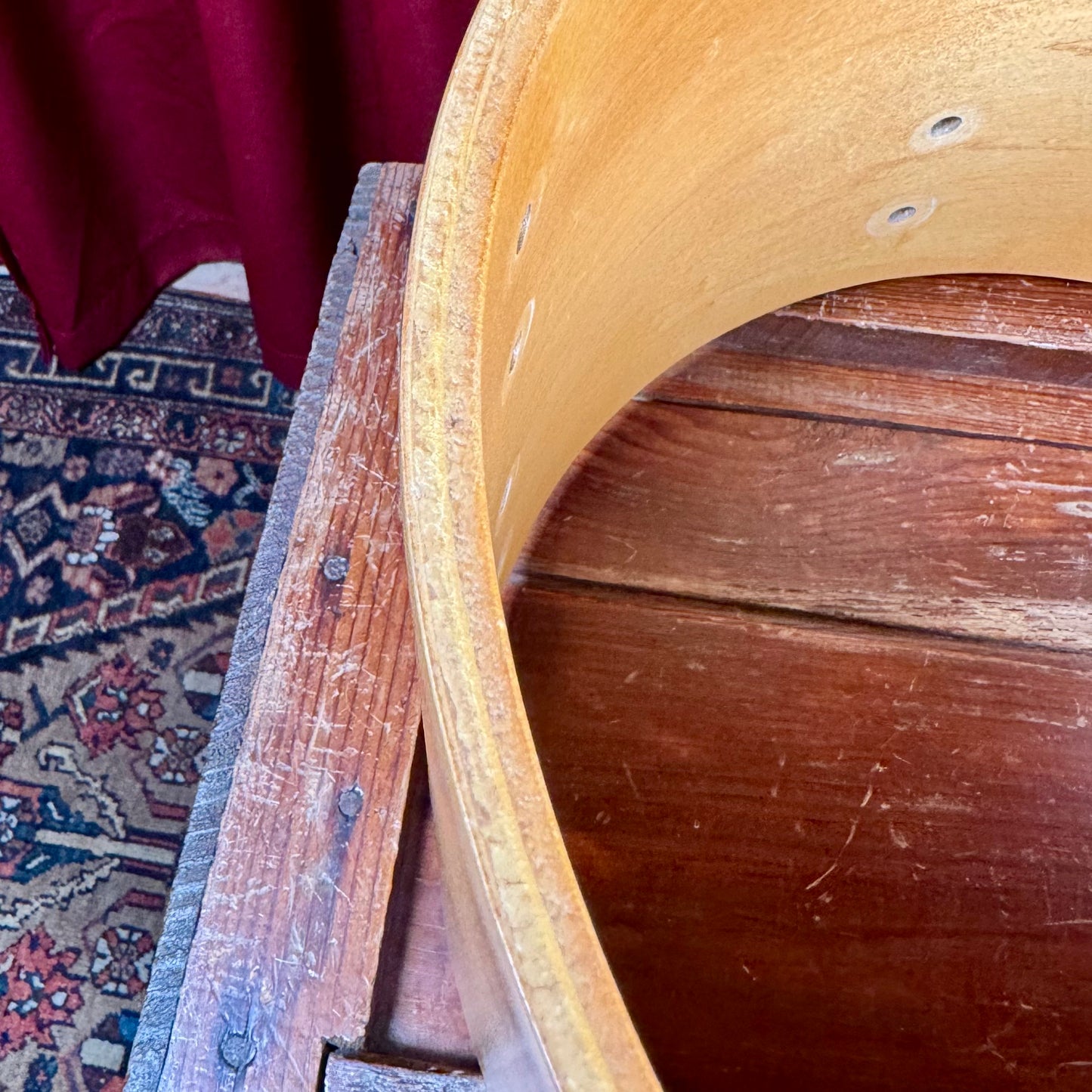 1970s Slingerland 9x13 Tom Drum Shell Single Natural 5-Ply