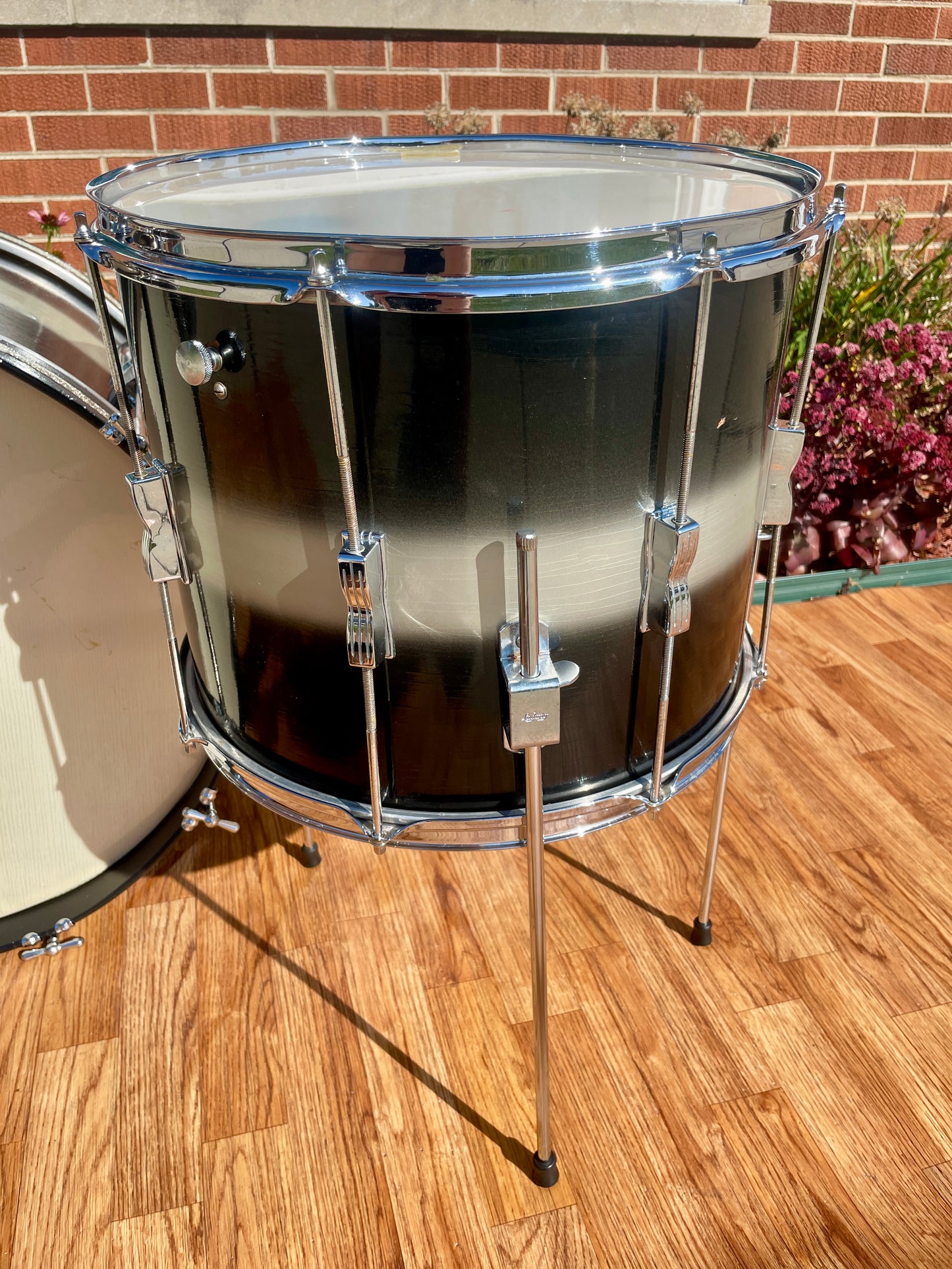 1961 Ludwig 3pc Club Date Drum Set Black/Silver Duco 22/13/15