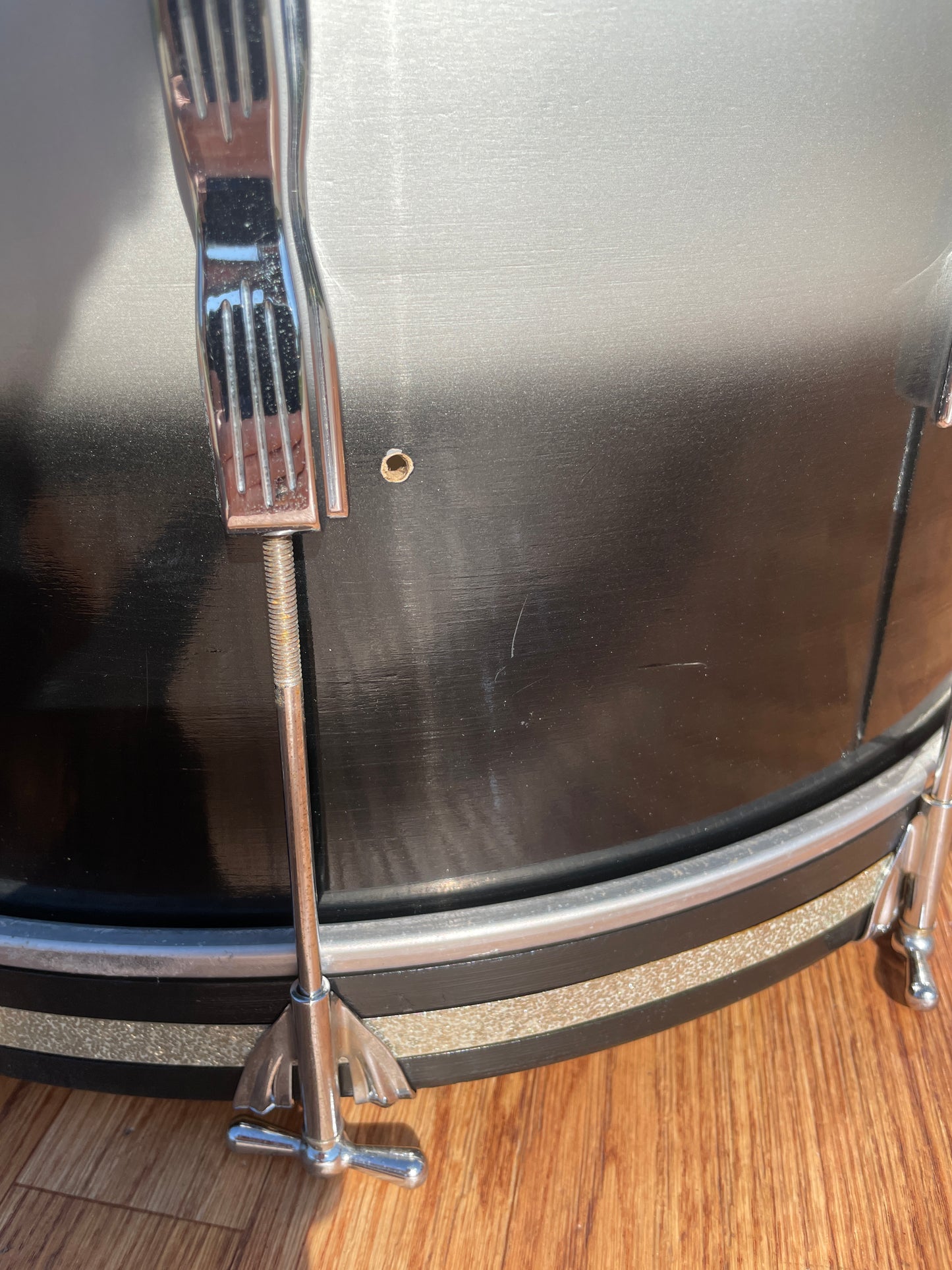 1961 Ludwig 3pc Club Date Drum Set Black/Silver Duco 22/13/15
