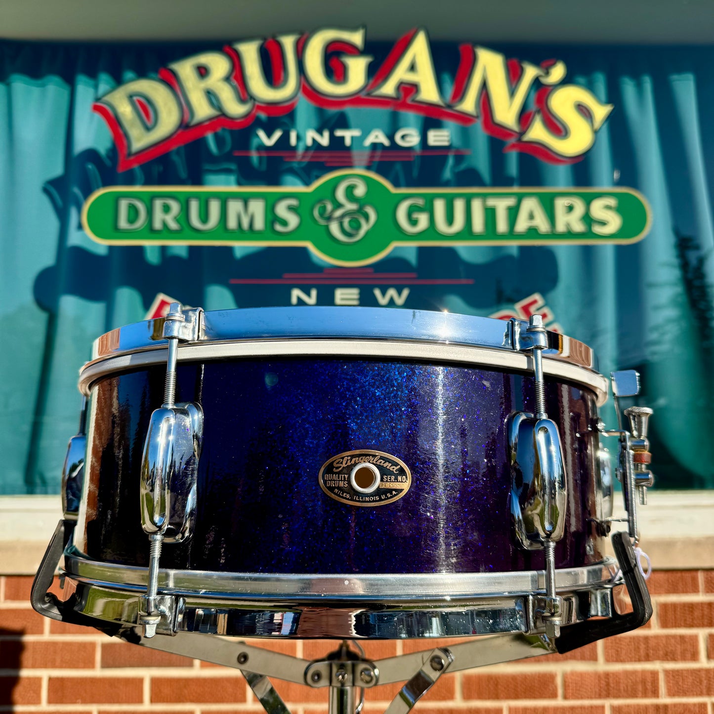 1960s Slingerland 5.5x14 Special Student Model No. 159 Snare Drum Blue Sparkle