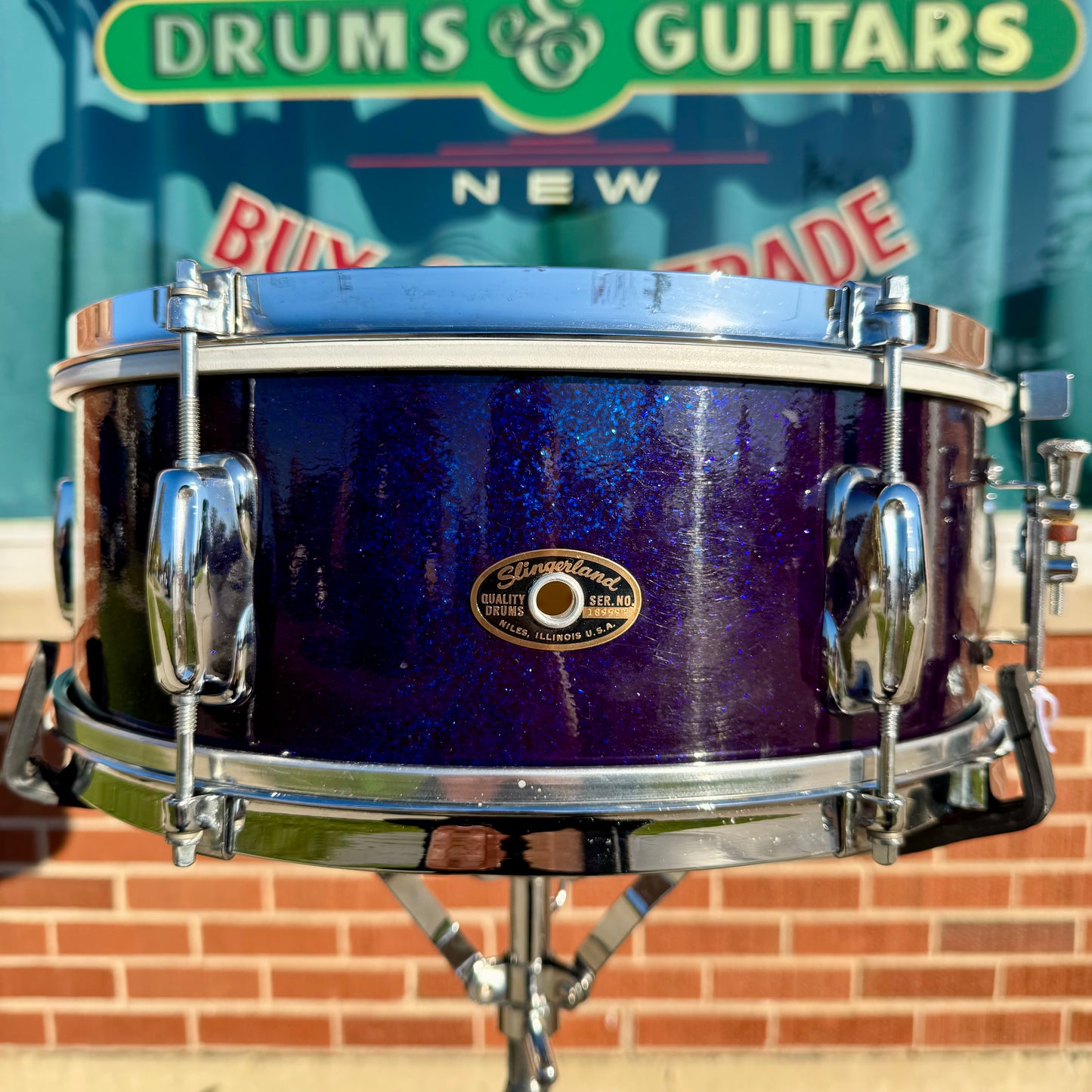 1960s Slingerland 5.5x14 Special Student Model No. 159 Snare Drum Blue Sparkle