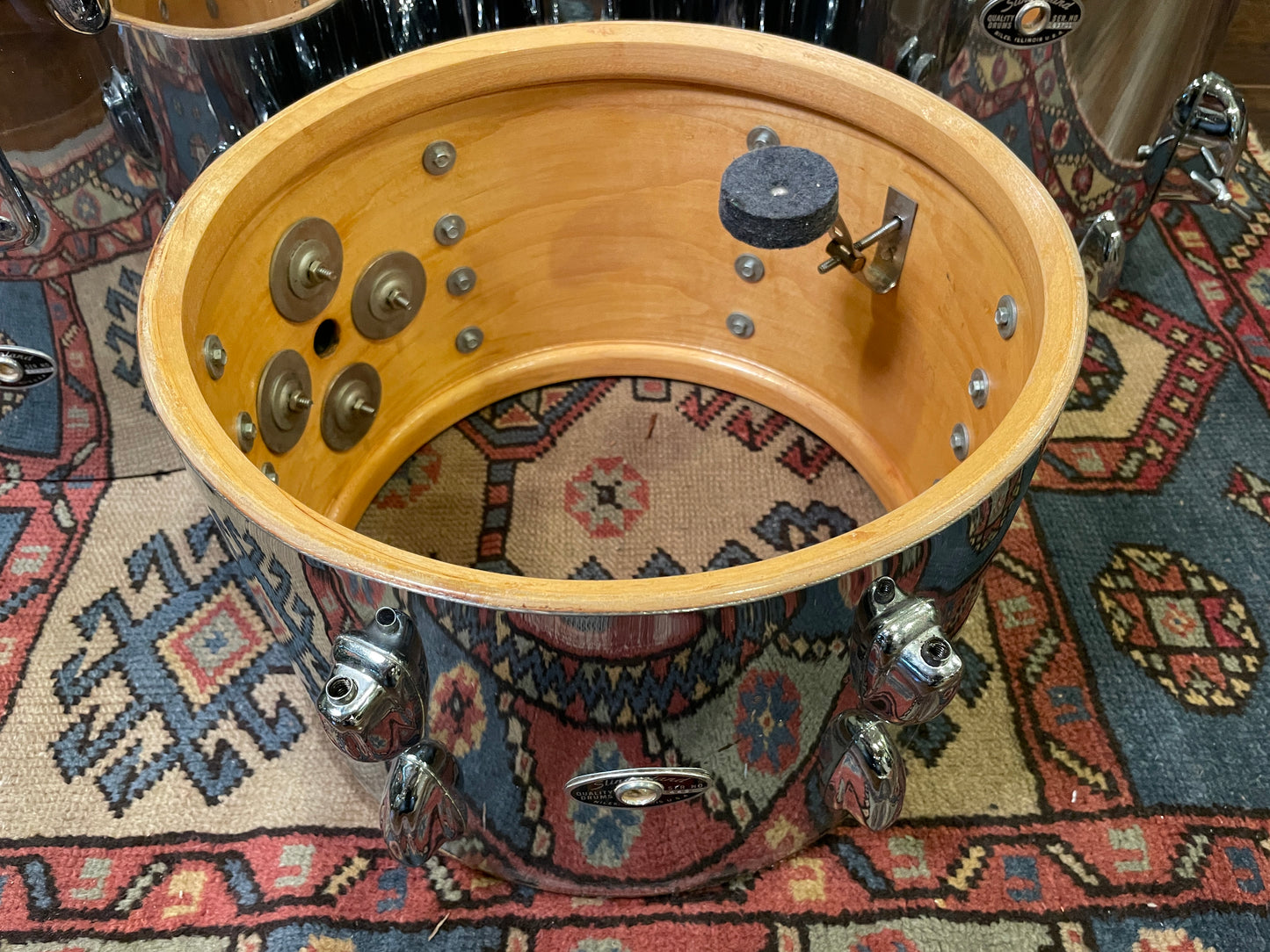 1970s Slingerland No. 9N Modern Jazz Outfit Drum Set Chrome Over Wood 20/12/14