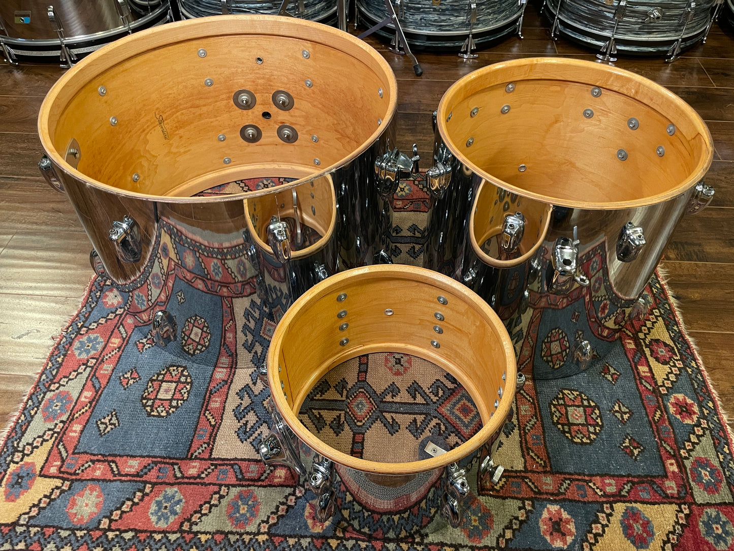 1970s Slingerland No. 9N Modern Jazz Outfit Drum Set Chrome Over Wood 20/12/14