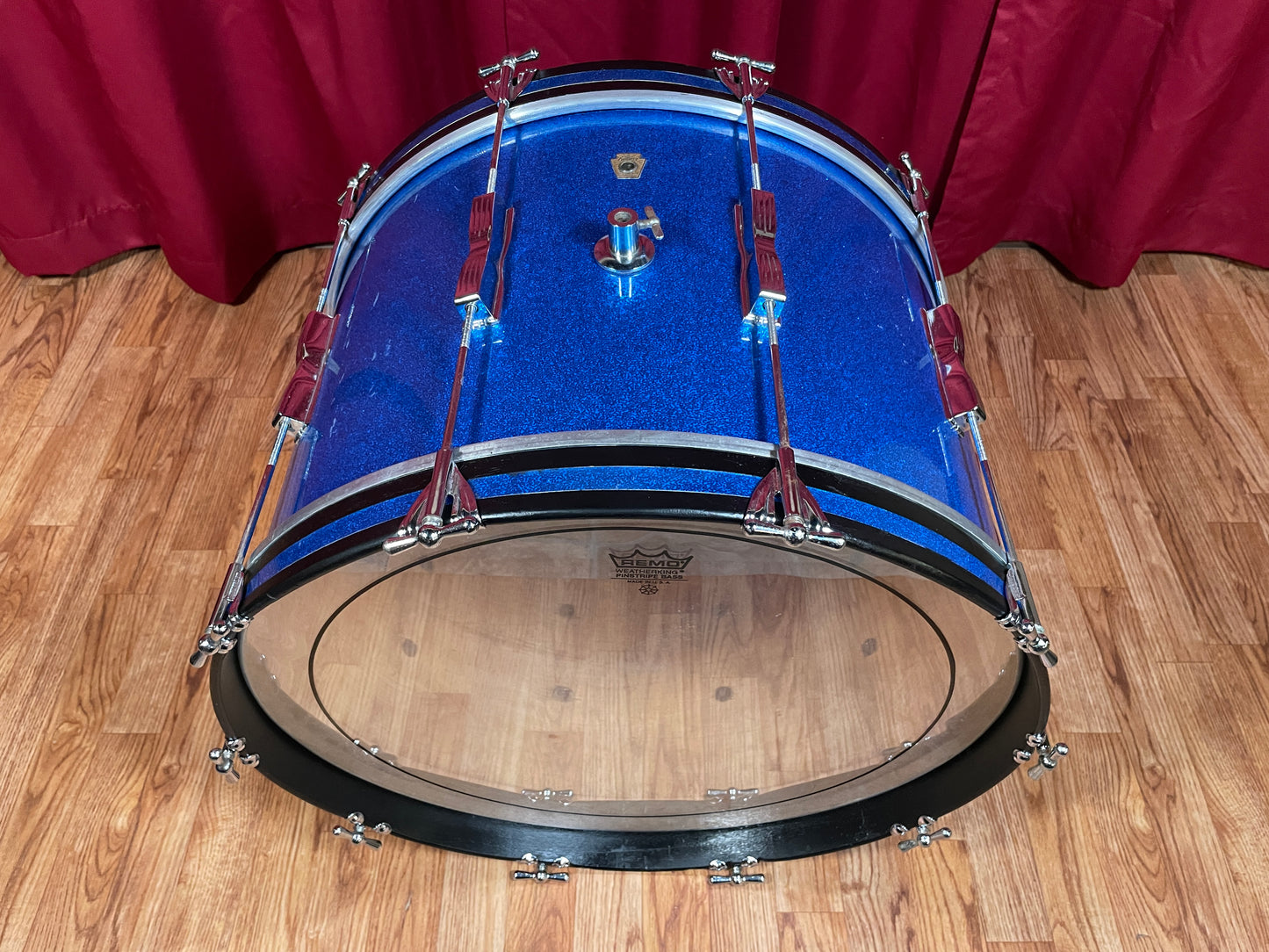 1960s Ludwig 14x22 Club Date Bass Drum Drum Blue Sparkle Pre-Serial