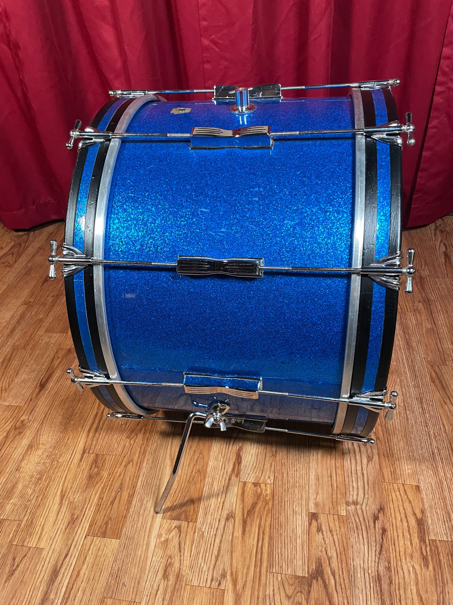 1960s Ludwig 14x22 Club Date Bass Drum Drum Blue Sparkle Pre-Serial