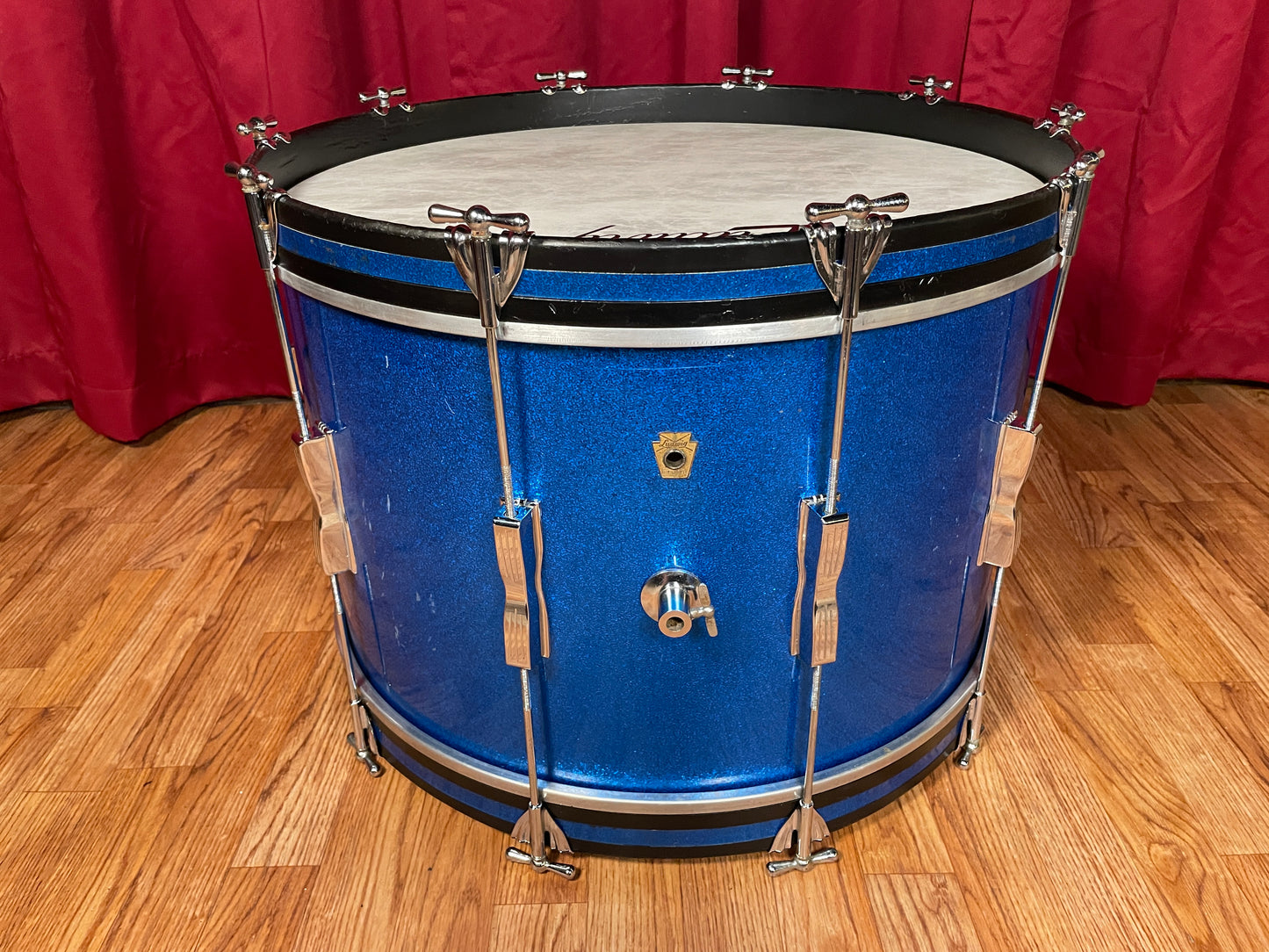 1960s Ludwig 14x22 Club Date Bass Drum Drum Blue Sparkle Pre-Serial