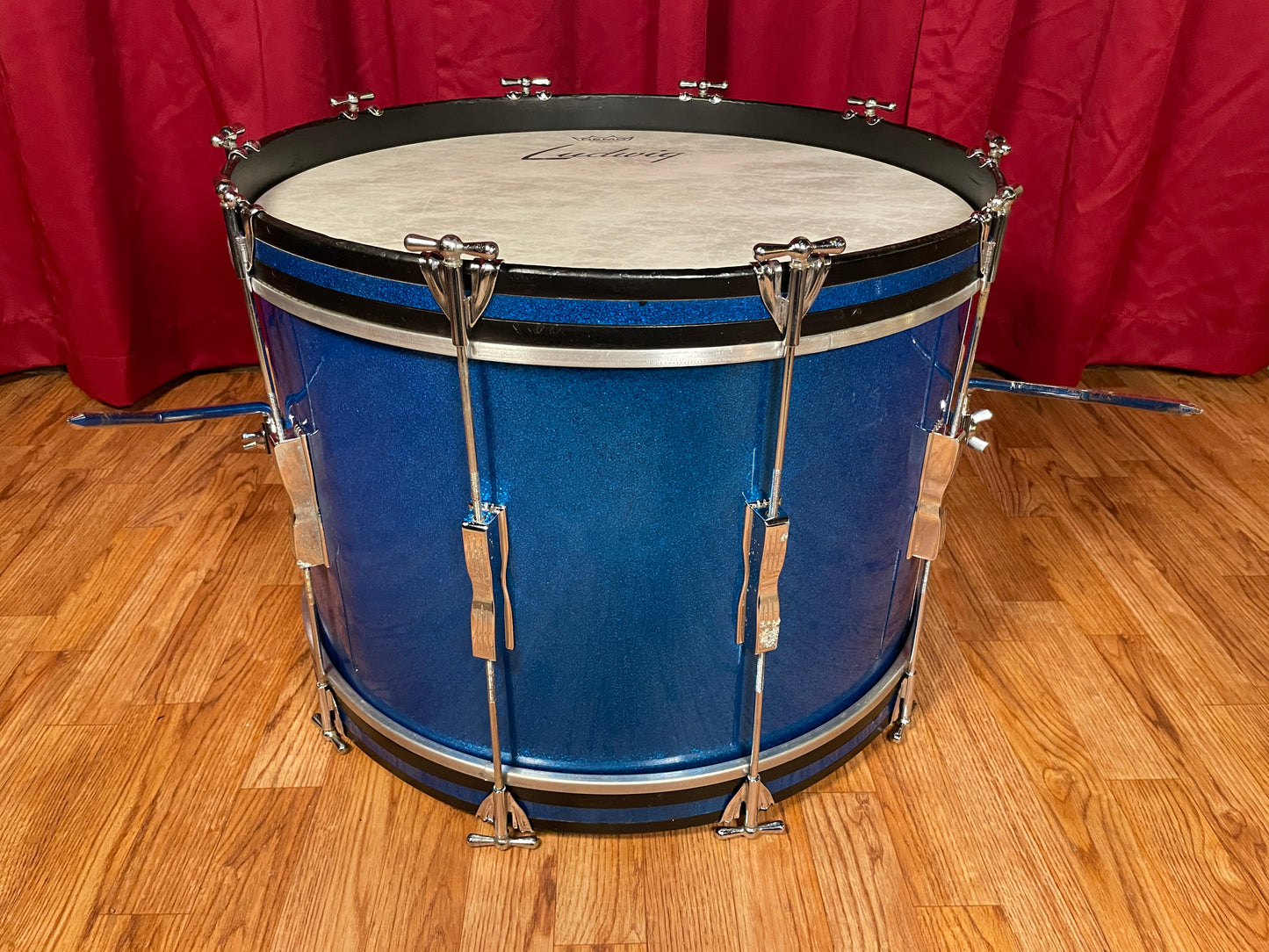 1960s Ludwig 14x22 Club Date Bass Drum Drum Blue Sparkle Pre-Serial