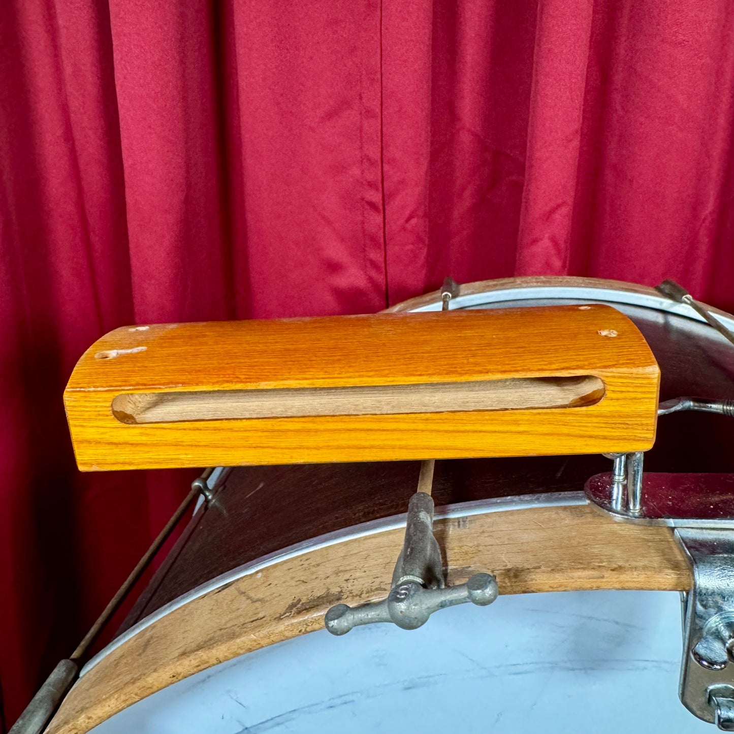 1960s 5" Cowbell and Wood Block w/ Mount Made In Japan