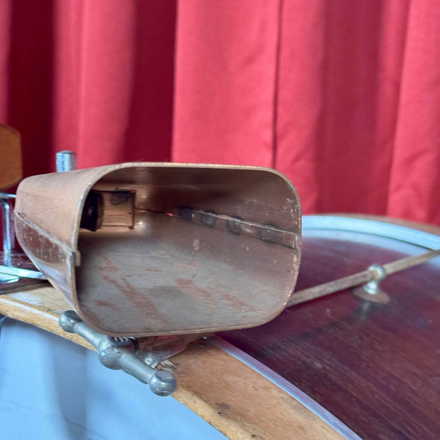 1960s 5" Cowbell and Wood Block w/ Mount Made In Japan