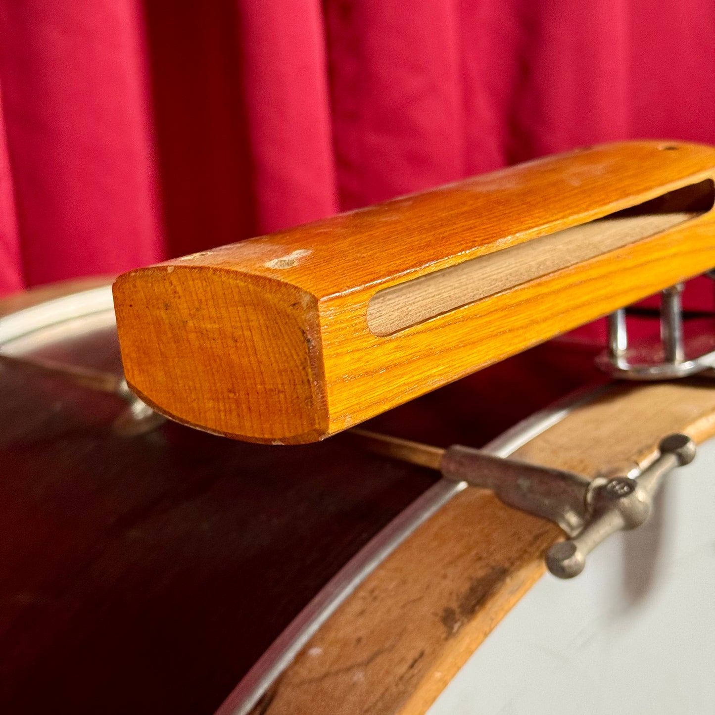 1960s 5" Cowbell and Wood Block w/ Mount Made In Japan