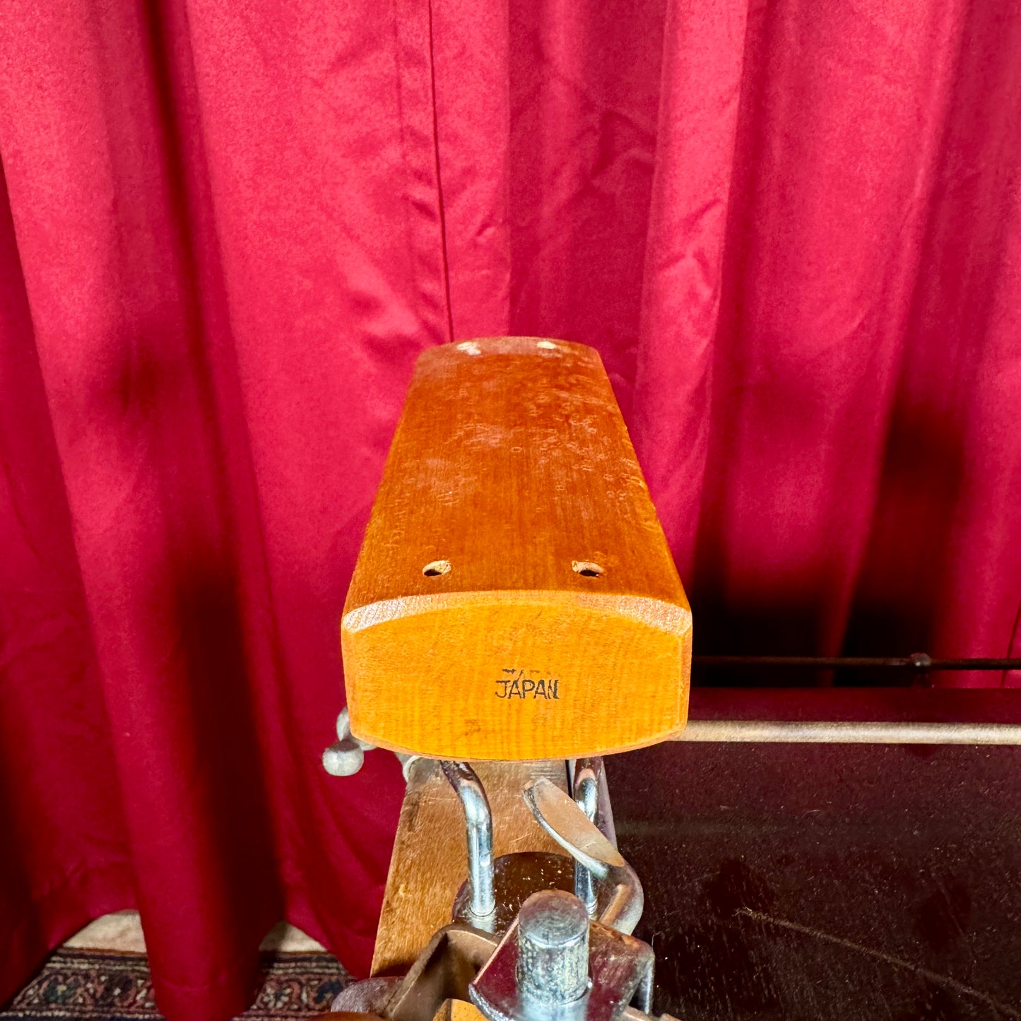 1960s 5" Cowbell and Wood Block w/ Mount Made In Japan