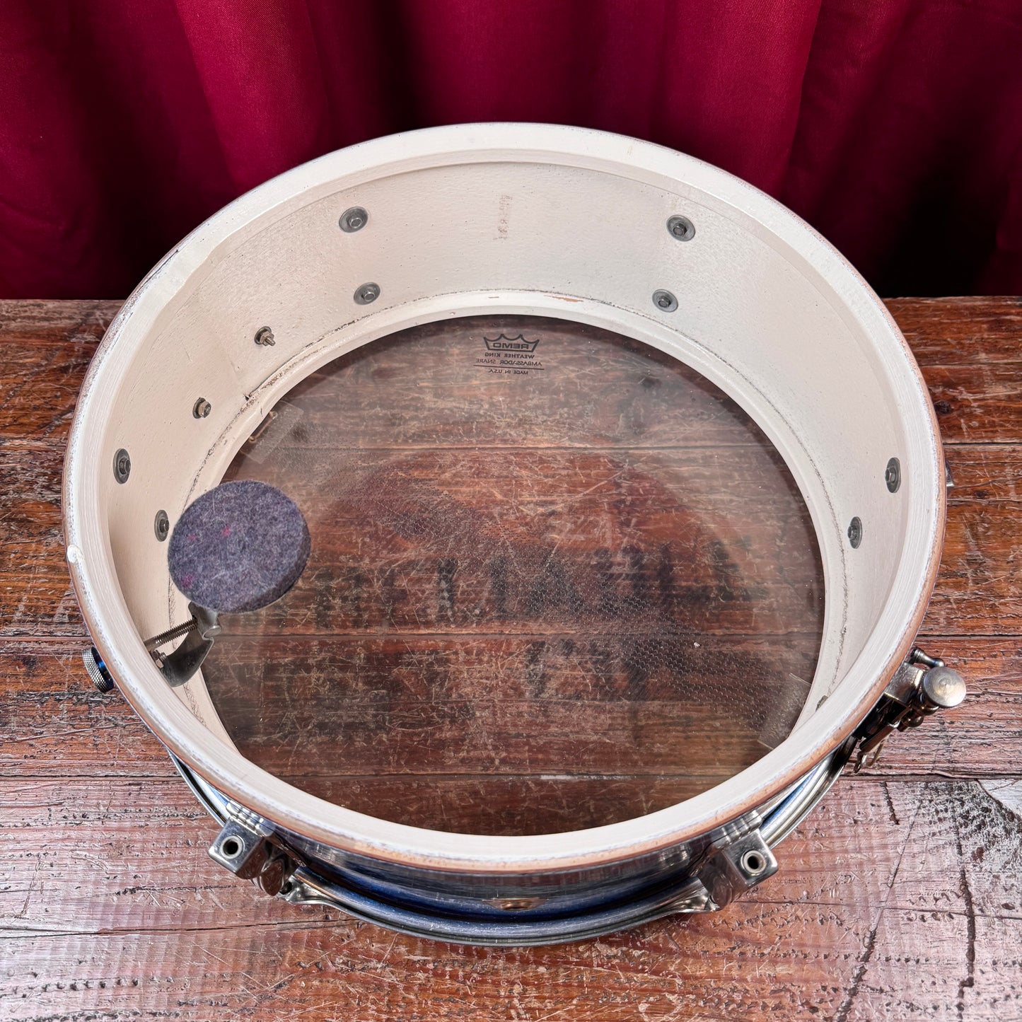 Early 1960s Ludwig Pre-Serial 5x14 No. 491 Pioneer Snare Drum Blue Sparkle Brass Hoops