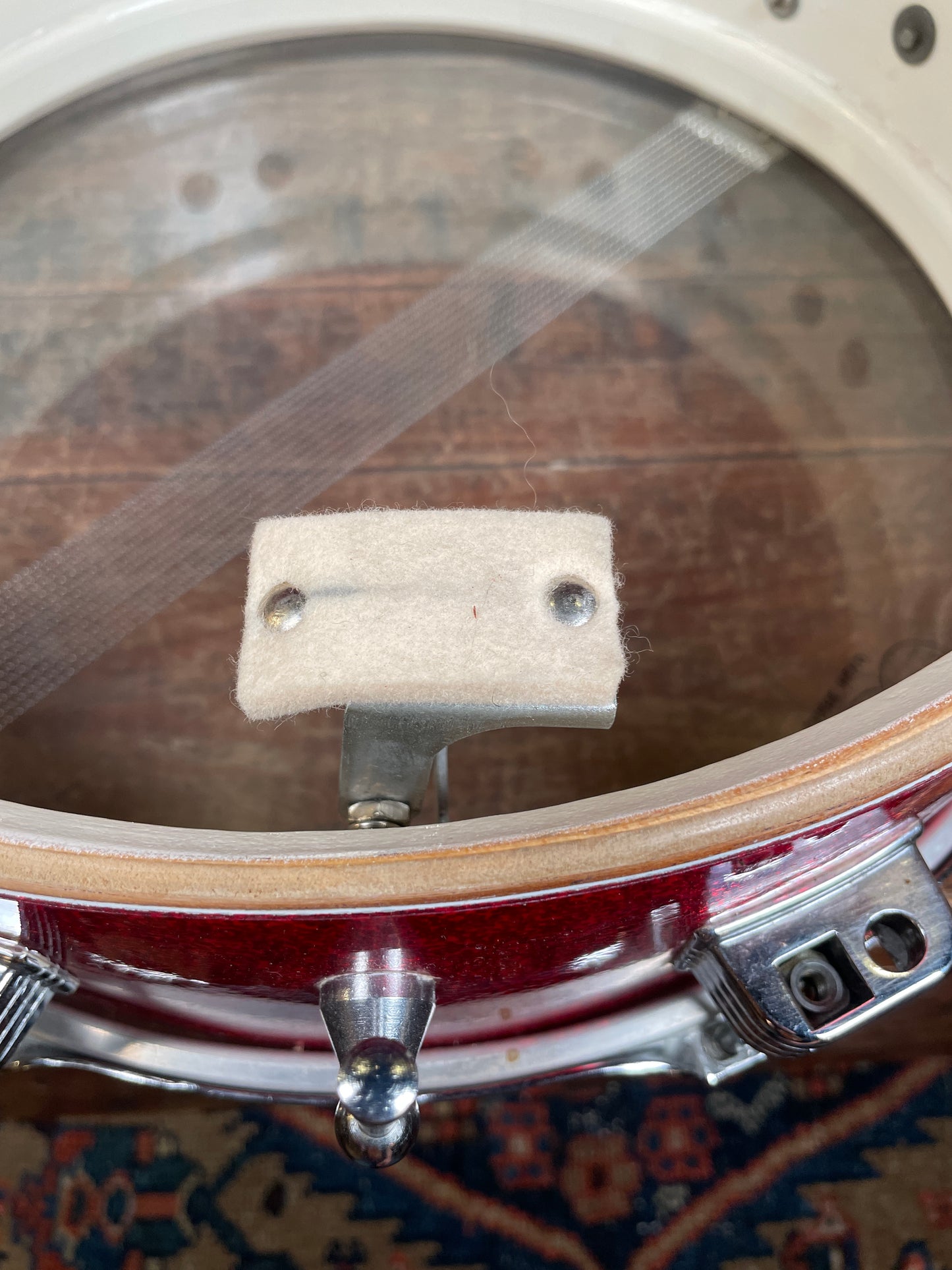 1965 Ludwig Downbeat 4x14 Snare Drum Red Sparkle