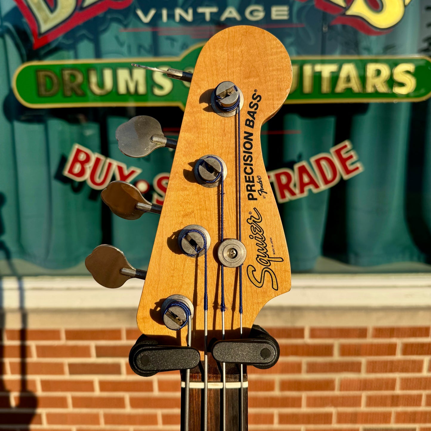 1983 Fender Squier Fretless Precision Bass Guitar Black Flame Maple MIJ w/Gig Bag
