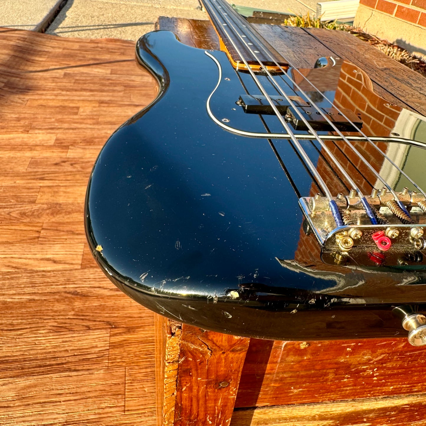 1983 Fender Squier Fretless Precision Bass Guitar Black Flame Maple MIJ w/Gig Bag