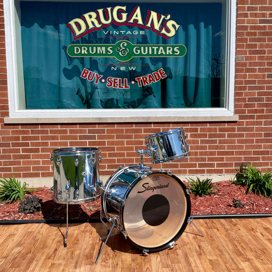 1970s Slingerland No. 9N Modern Jazz Outfit Drum Set Chrome Over Wood 20/12/14