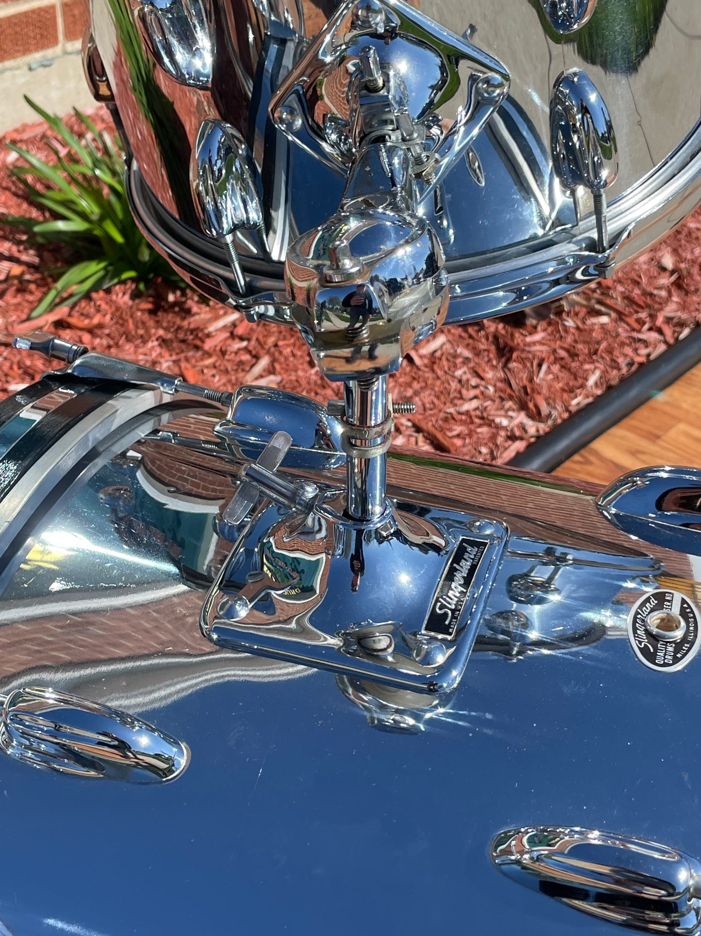 1970s Slingerland No. 9N Modern Jazz Outfit Drum Set Chrome Over Wood 20/12/14