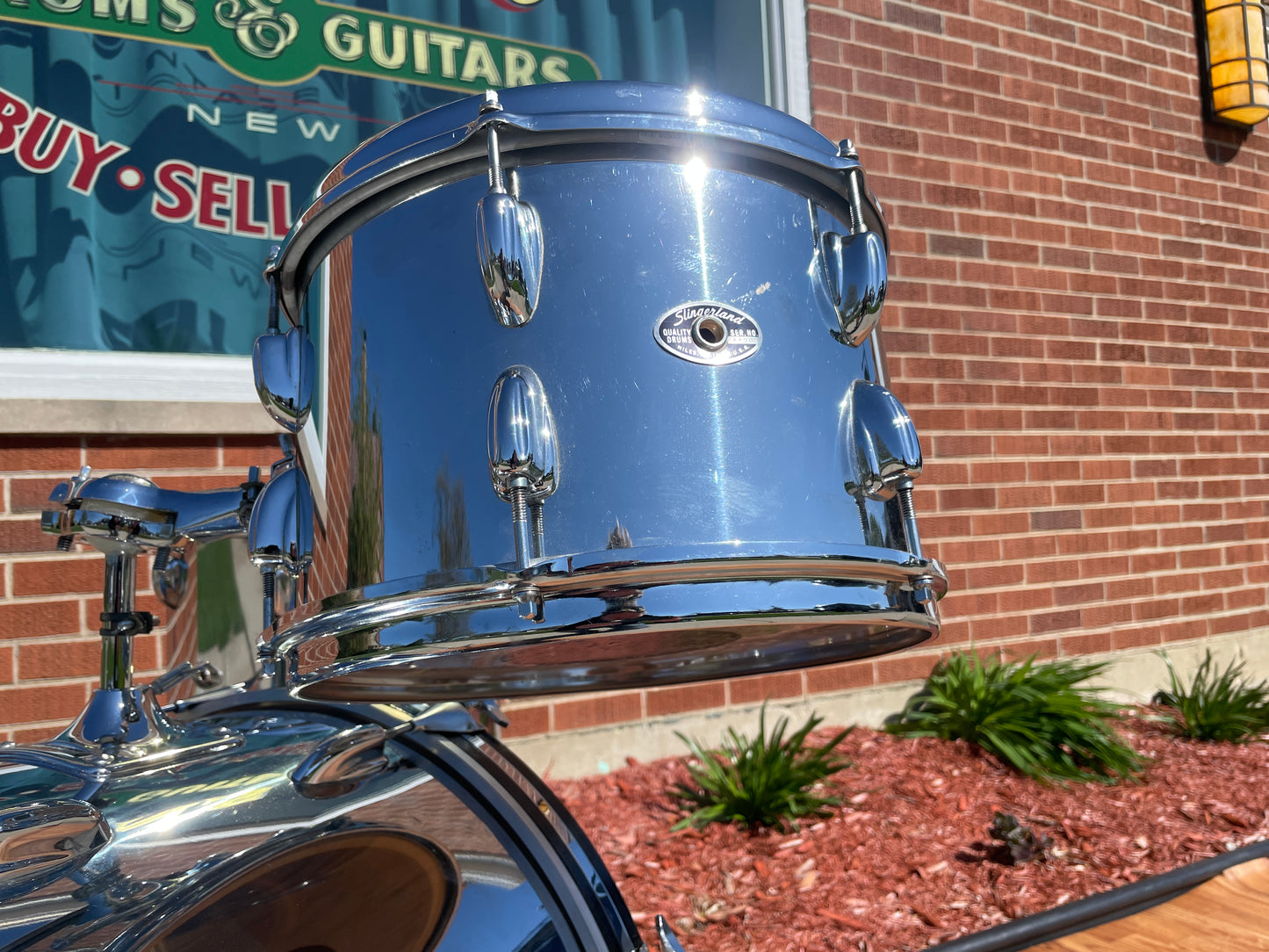 1970s Slingerland No. 9N Modern Jazz Outfit Drum Set Chrome Over Wood 20/12/14
