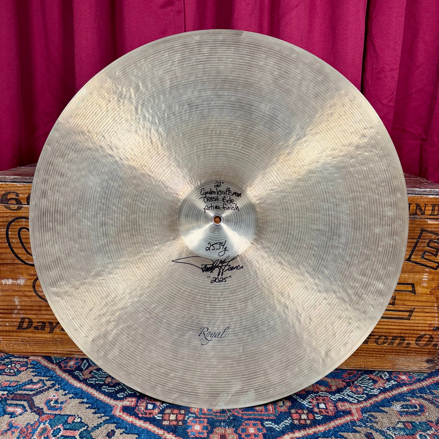 22" Royal Cymbals Cymbal Craftsman Crash Ride Cymbal Patina Finish 2534g *Video Demo*