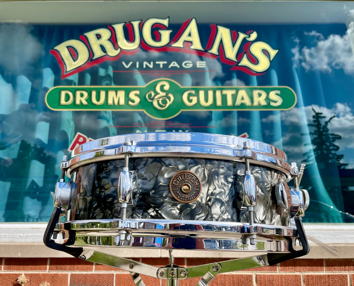 1960s Gretsch 4x14 Progressive Jazz X4175 Snare Drum Black Diamond Pearl