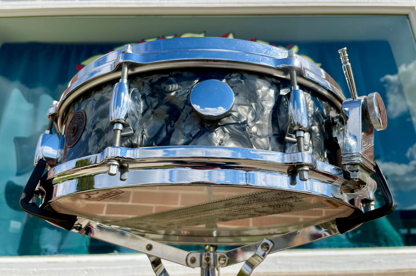 1960s Gretsch 4x14 Progressive Jazz X4175 Snare Drum Black Diamond Pearl