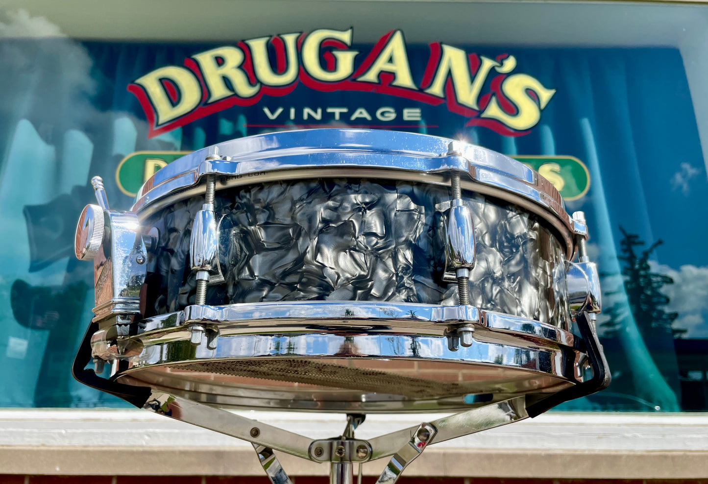 1960s Gretsch 4x14 Progressive Jazz X4175 Snare Drum Black Diamond Pearl