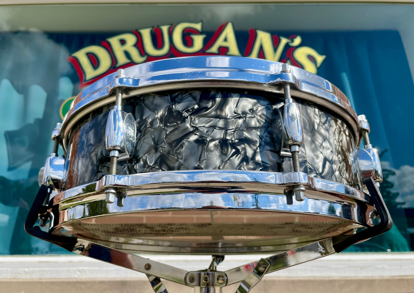 1960s Gretsch 4x14 Progressive Jazz X4175 Snare Drum Black Diamond Pearl