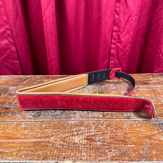 PRS Burgundy/Tan Wide Padded Leather Guitar Strap Paul Reed Smith